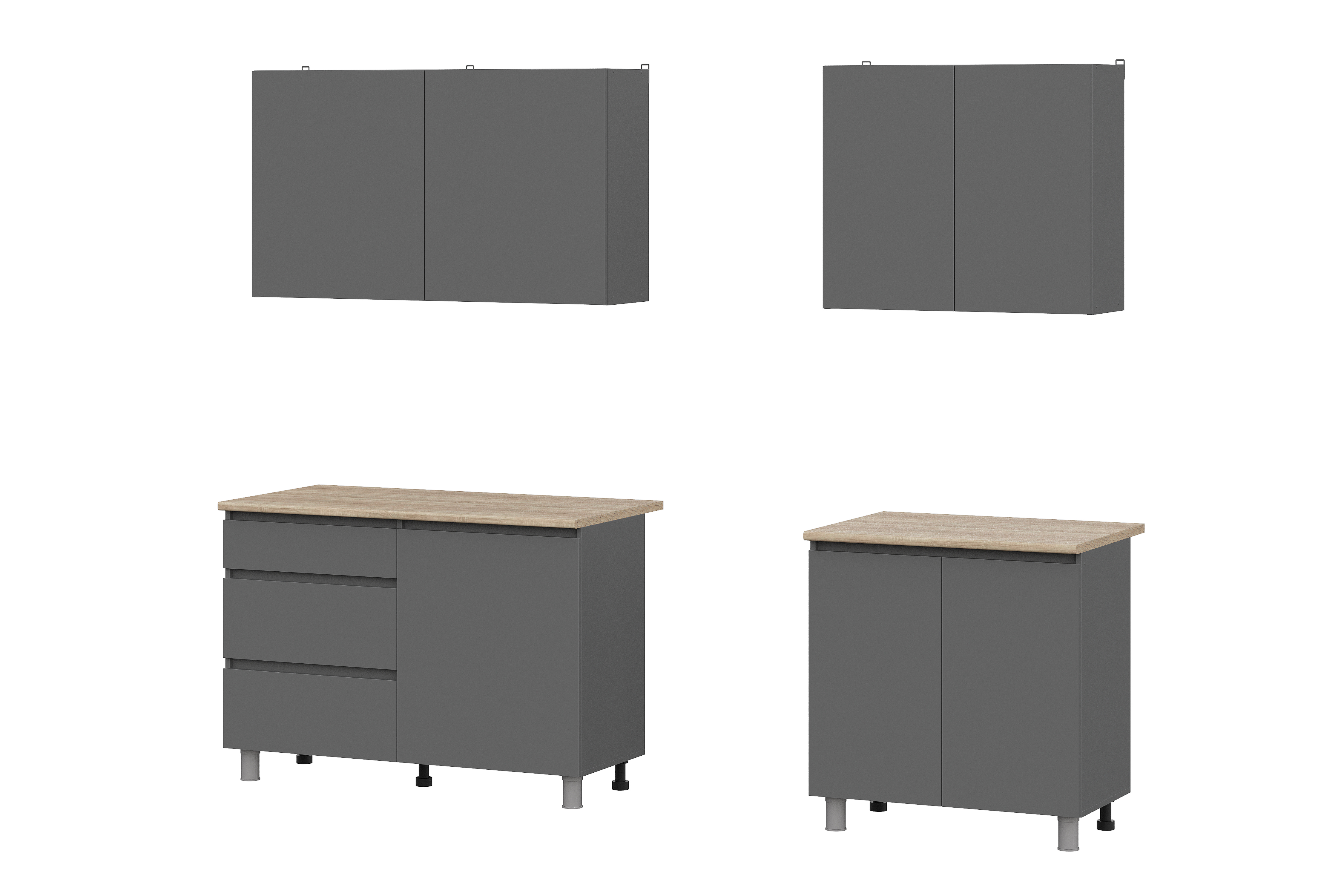 Кухня "Денвер" 2.0 м (SV) (Графит серый/Дуб сонома)